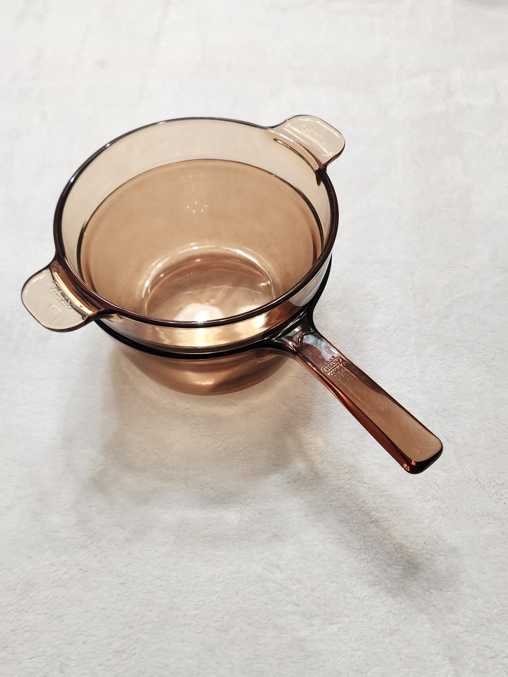 Corning Vision Ware Amber V-20-B Double Boiler w 1.5 L Pot 1.5 Pyrex France USA